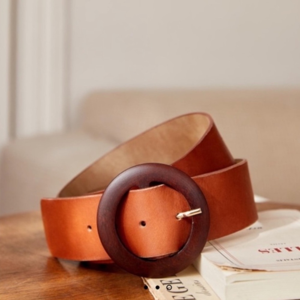 Sezane Yves Heritage Smooth Leather Camel Belt 80